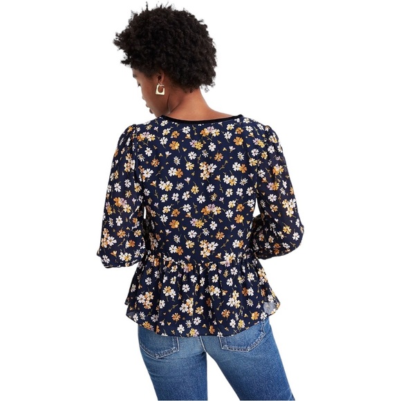 Madewell Velvet Trimmed Square Neck Top In Petal Party - Picture 9 of 9